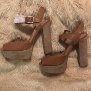 Steve Madden Brown leather & suede Platform heel